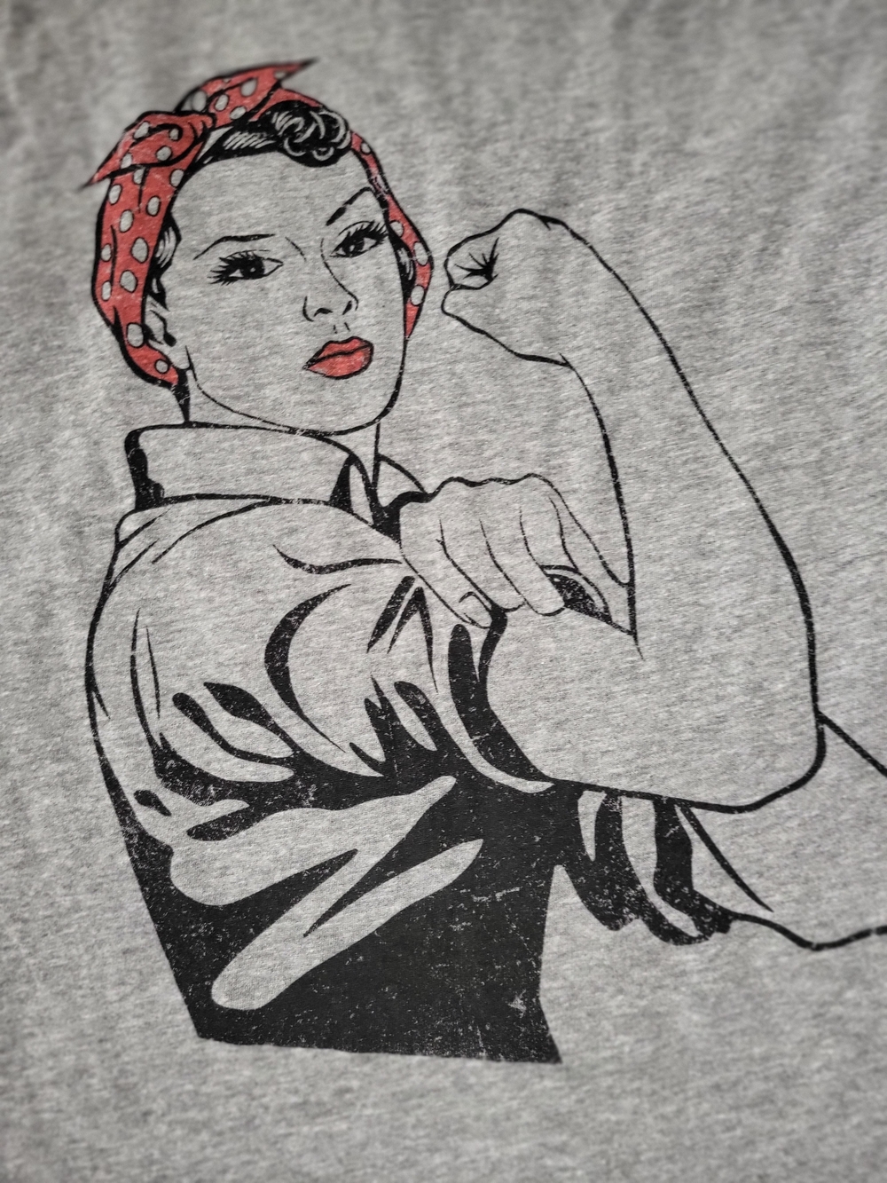 Torrid Rosie the Riveter 2x Graphic Tee in Heather Gray with Red Accents